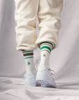 Men's Mismatched Vintage Stripe Socks - Green, Brown, & White