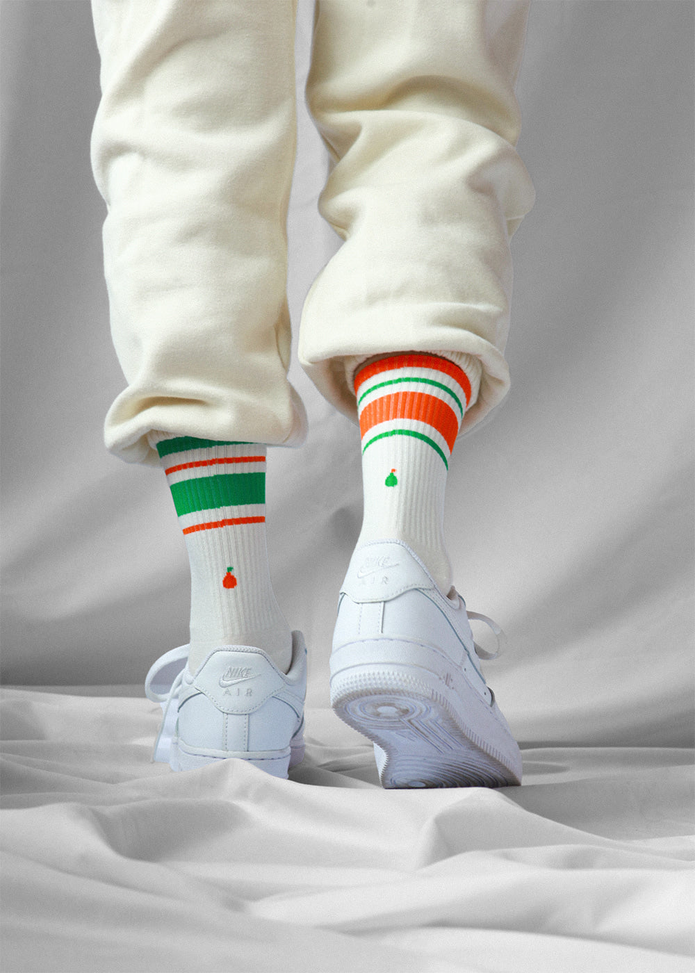 Men&#39;s Mismatched Vintage Stripe Socks - Green, Orange, &amp; White