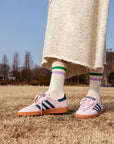 [Valentine's Day Gift Set] Vintage Stripe Socks - Green, Purple, & Cream