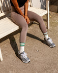 Women's Mismatched Vintage Stripe Socks - Green, Brown, & White