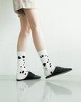 Women's Dalmatian Pattern Socks - White & Black