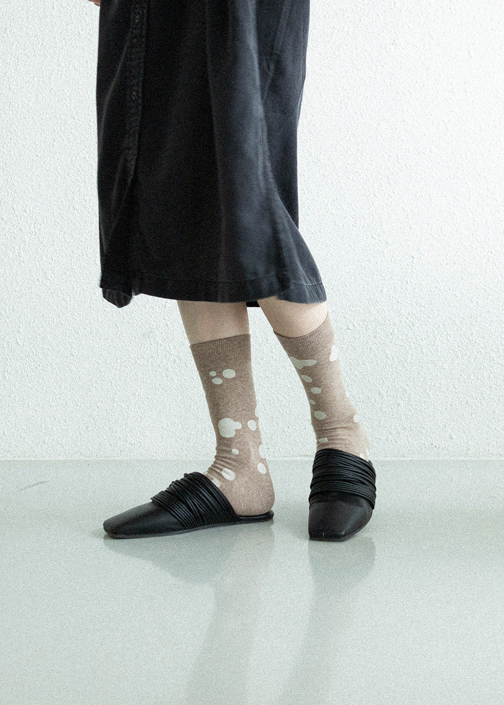 Women&#39;s Dalmatian Pattern Socks - Beige &amp; Ivory