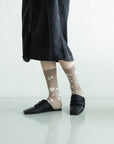 Women's Dalmatian Pattern Socks - Beige & Ivory