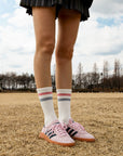 Women's Vintage Stripe Socks - Pink, Gray, & White
