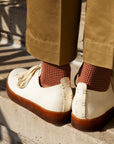 Men's Houndstooth Socks - Beige & Red