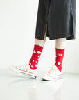 Women's Dalmatian Pattern Socks - Red & White