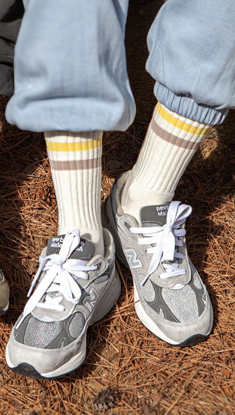 Men&#39;s Vintage Stripe Socks - Yellow, Brown, &amp; Cream