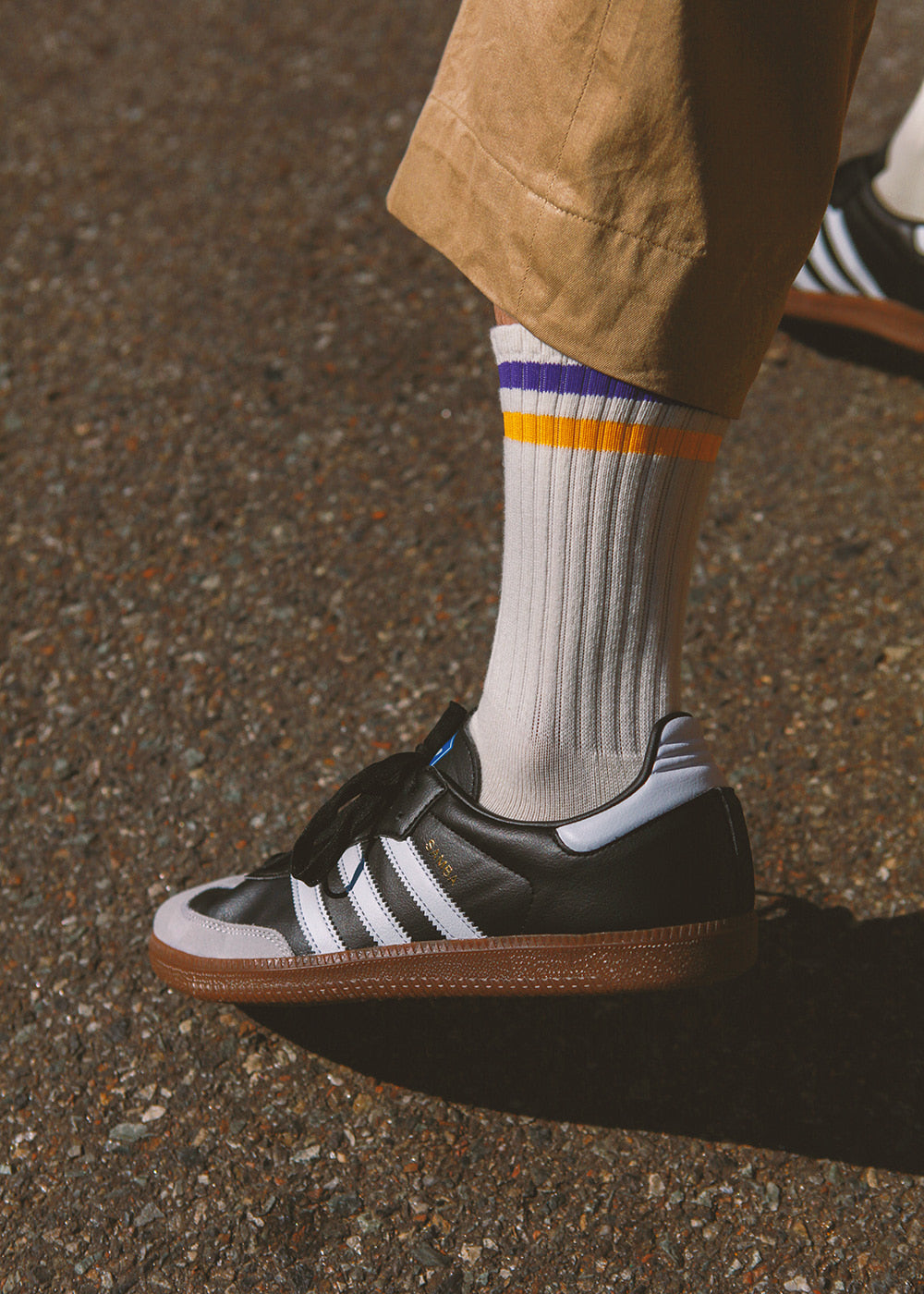 Men&#39;s Vintage Stripe Socks - Purple, Yellow, &amp; White