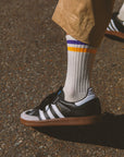 Men's Vintage Stripe Purple and Yellow, White Socks