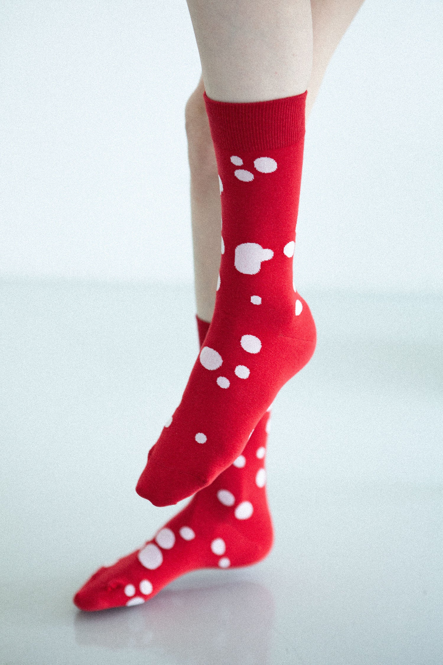 Women&#39;s Dalmatian Pattern Socks - Red &amp; White
