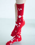 Women's Dalmatian Pattern Socks - Red & White