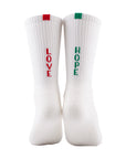 Men's "LOVE/HOPE" Athletic Socks - White