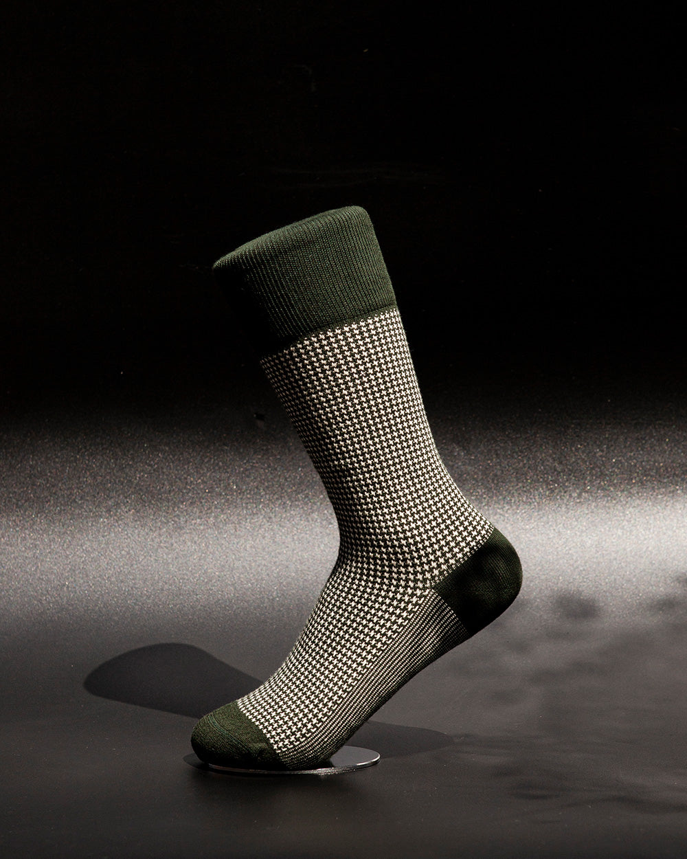 Women&#39;s Houndstooth Socks - Green &amp; Ivory