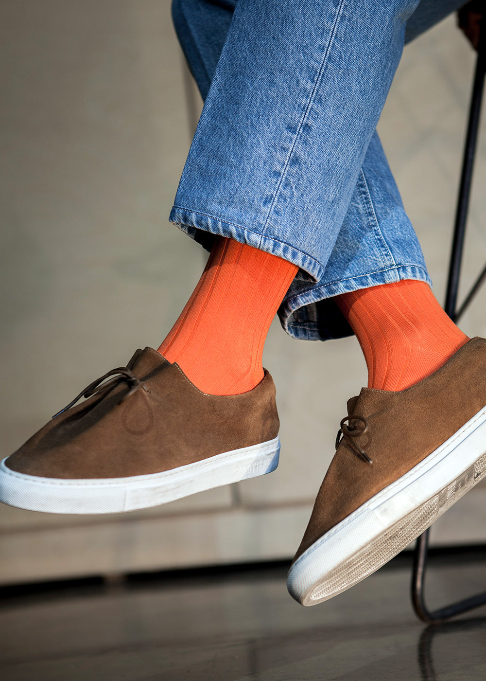 Two-Tone Ribbed - Brown/Ivory - Votta Socks