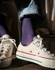 Women's Two-Tone Ribbed Socks - Purple & Navy