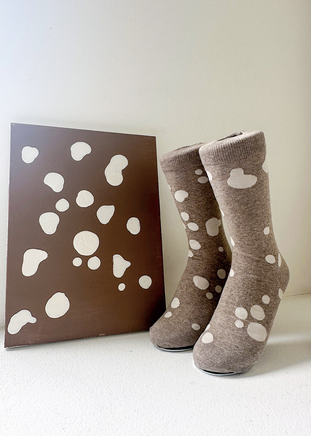 Men&#39;s Dalmatian Pattern Socks - Beige &amp; Ivory