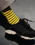 Men's Stripe Pattern Socks - Gray & Yellow