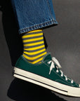 Men's Stripe Pattern Socks - Gray & Yellow