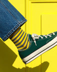 Men's Stripe Pattern Socks - Gray & Yellow