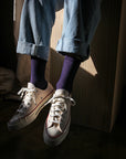 Women's Two-Tone Ribbed Socks - Purple & Navy