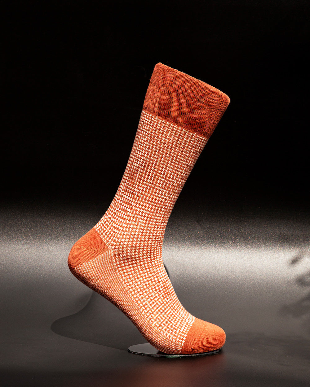Men&#39;s Houndstooth Socks - Orange &amp; Ivory