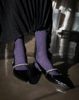 Women's Two-Tone Ribbed Socks - Purple & Navy