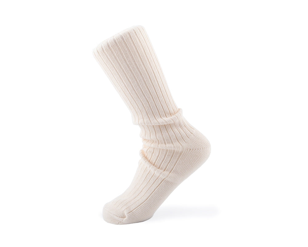 Ribbed Melange Socks - Vanilla Custard (White &amp; Beige)