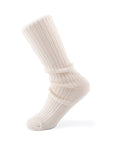 Ribbed Melange Socks - Vanilla Custard (White & Beige)