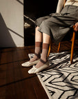 Women's Houndstooth Socks - Brown & Ivory