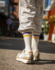 Men's Vintage Stripe Socks - Purple, Yellow, & White