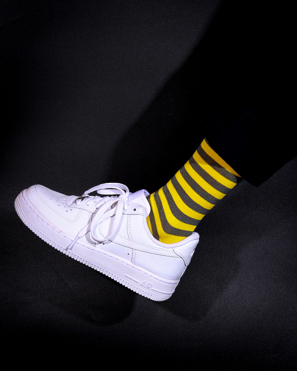 Women&#39;s Stripe Pattern Socks - Gray &amp; Yellow