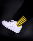 Women's Stripe Pattern Socks - Gray & Yellow