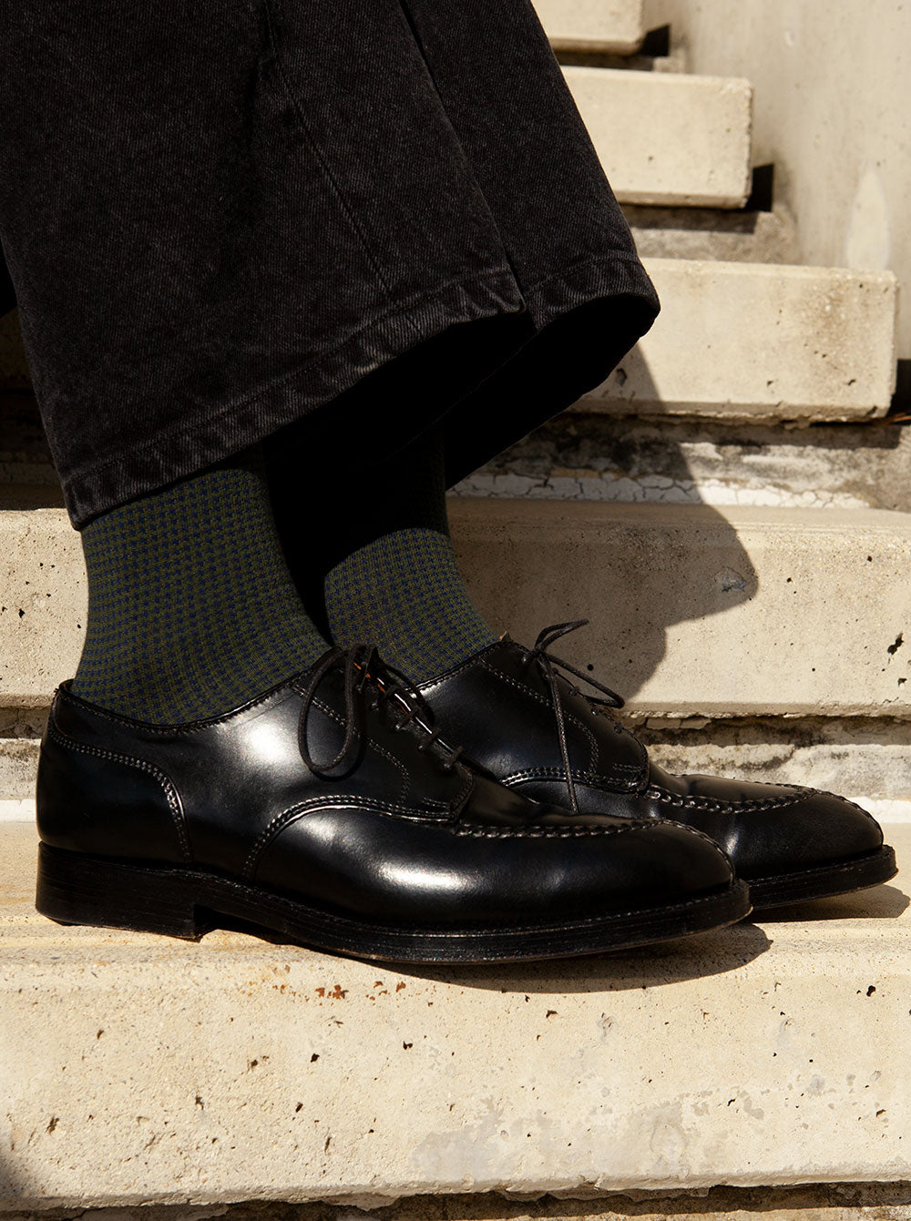 Men&#39;s Houndstooth Socks - Green &amp; Navy