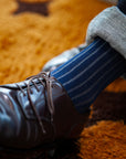 Men's Two-Tone Ribbed Socks - Navy & Gray