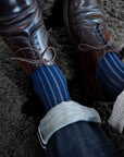 Men's Two-Tone Ribbed Socks - Navy & Gray
