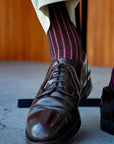 Men's Two-Tone Ribbed Socks - Brown & Pink