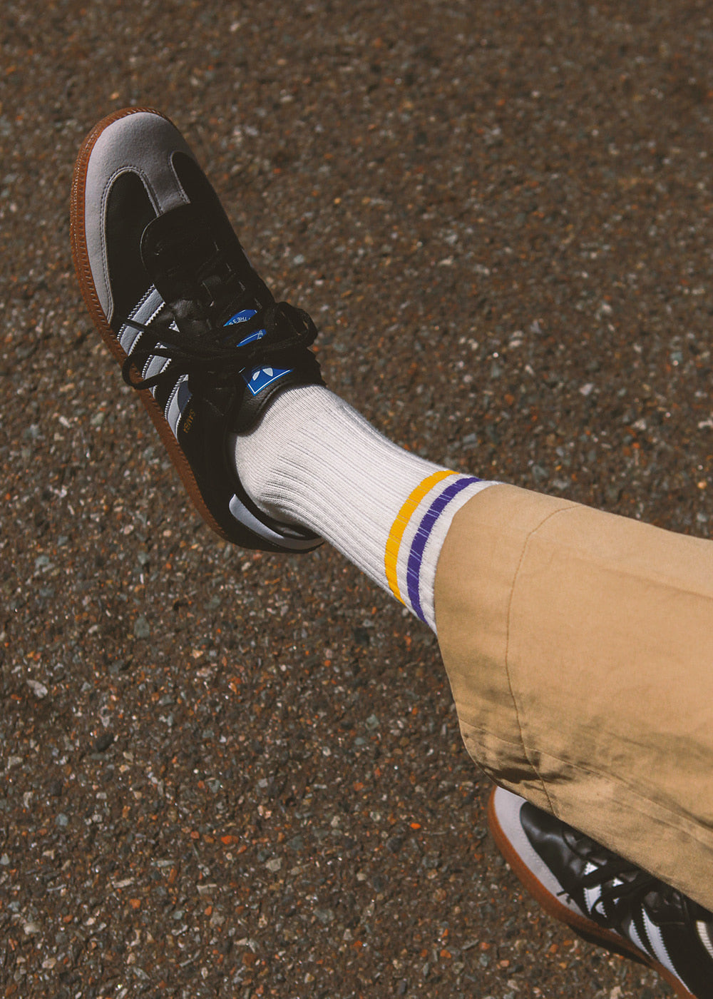 Men&#39;s Vintage Stripe Socks - Purple, Yellow, &amp; White