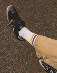 Men's Vintage Stripe Purple and Yellow, White Socks