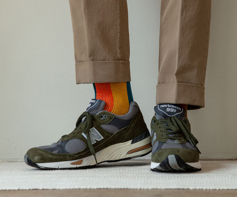 Men&#39;s BLanCHE Socks - Mustard, Orange, &amp; Green
