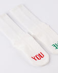 Men's "LOVE/HOPE" Athletic Socks - White