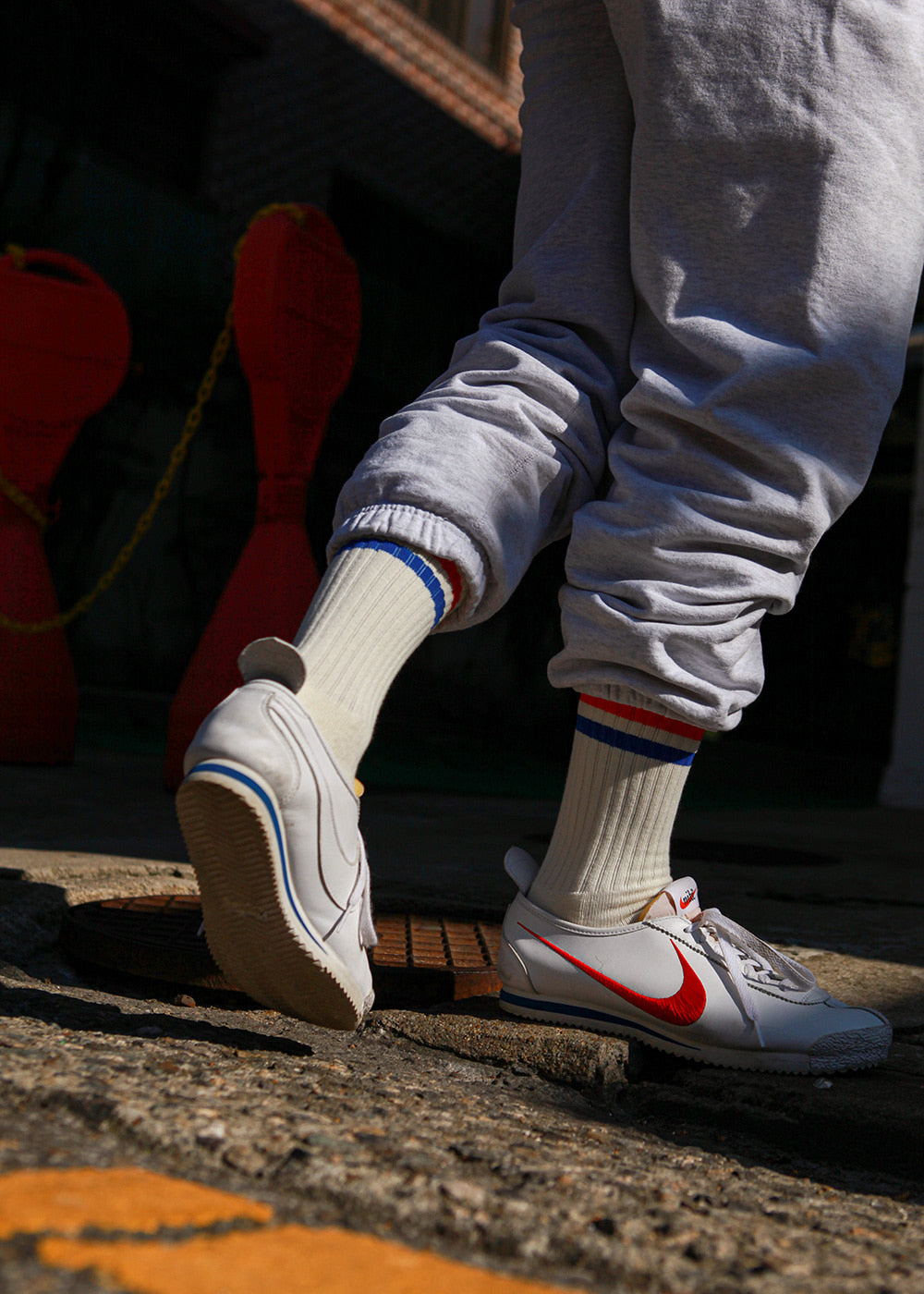 Men&#39;s Vintage Stripe Red and Blue, White Socks