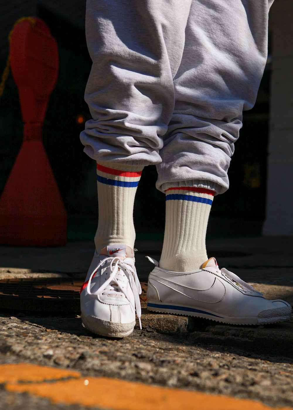 Men&#39;s Vintage Stripe Socks - Red, Blue, &amp; White