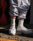 Men's Vintage Stripe Red and Blue, White Socks