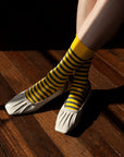 Women's Stripe Pattern Socks - Gray & Yellow