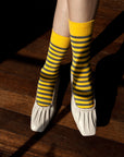 Women's Stripe Pattern Socks - Gray & Yellow