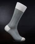 Men's Herringbone Socks - Ivory & Green