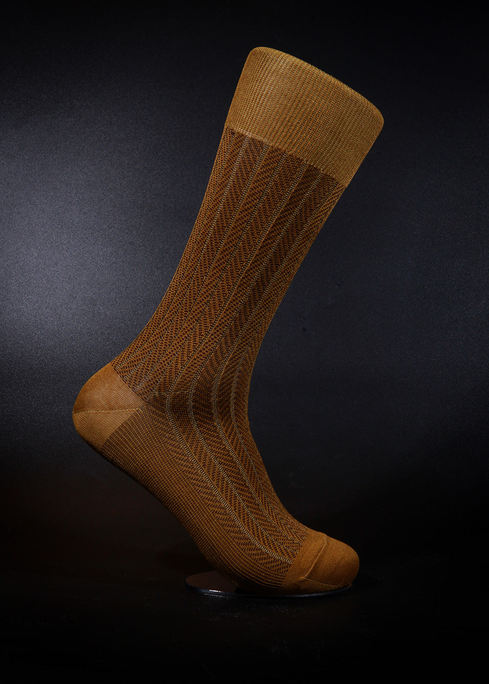 Men&#39;s Herringbone Socks - Mustard &amp; Java