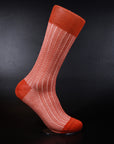 Men's Herringbone Socks - Orange & Ivory