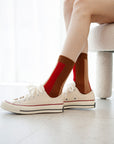 Women's BLanCHE Socks - Red, Brown, & Tan