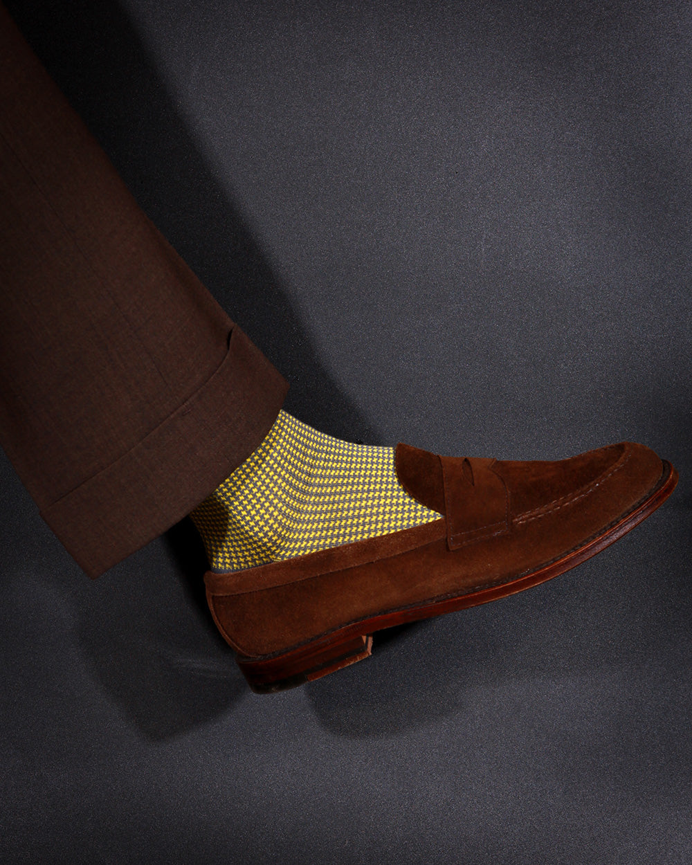 Men&#39;s Houndstooth Socks - Gray &amp; Yellow